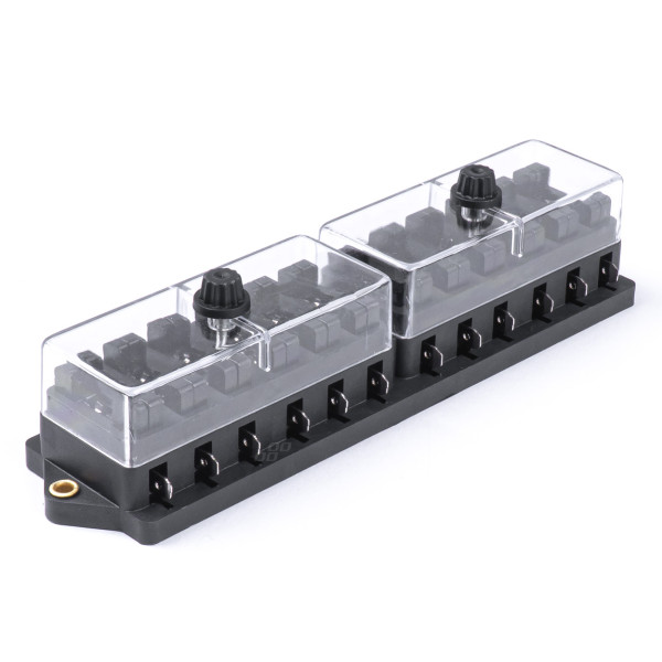 Fuse box, 12 slots for blade (ATO/UNI) fuses AMIO-03044