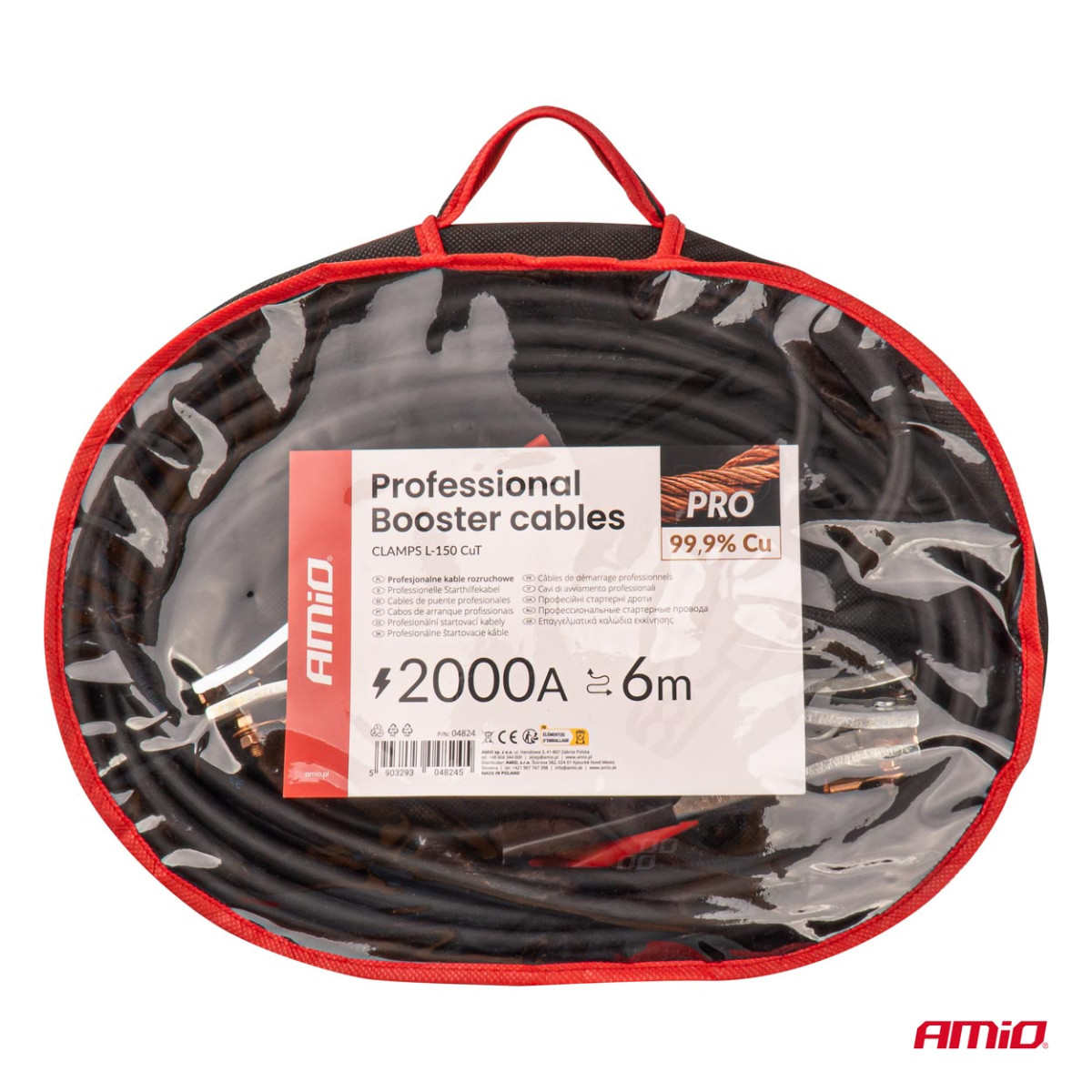 Jumper cables 2000A, 6 m, 99.9% copper, AMIO-04824