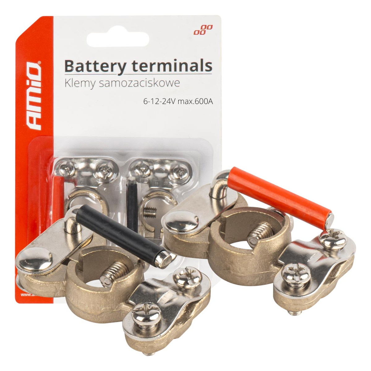Battery terminals 600 A, copper, 2 pcs. AMIO-03846