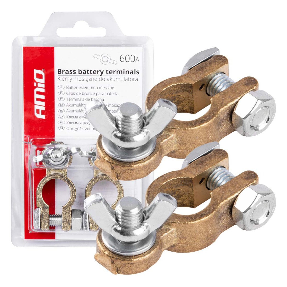 Battery terminals 600 A, copper, 2 pcs. AMIO-02956