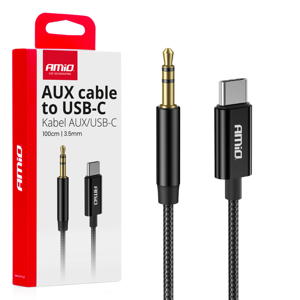 USB-C to 3.5 mm Mini Jack AUX cable 1 m AMIO-04294