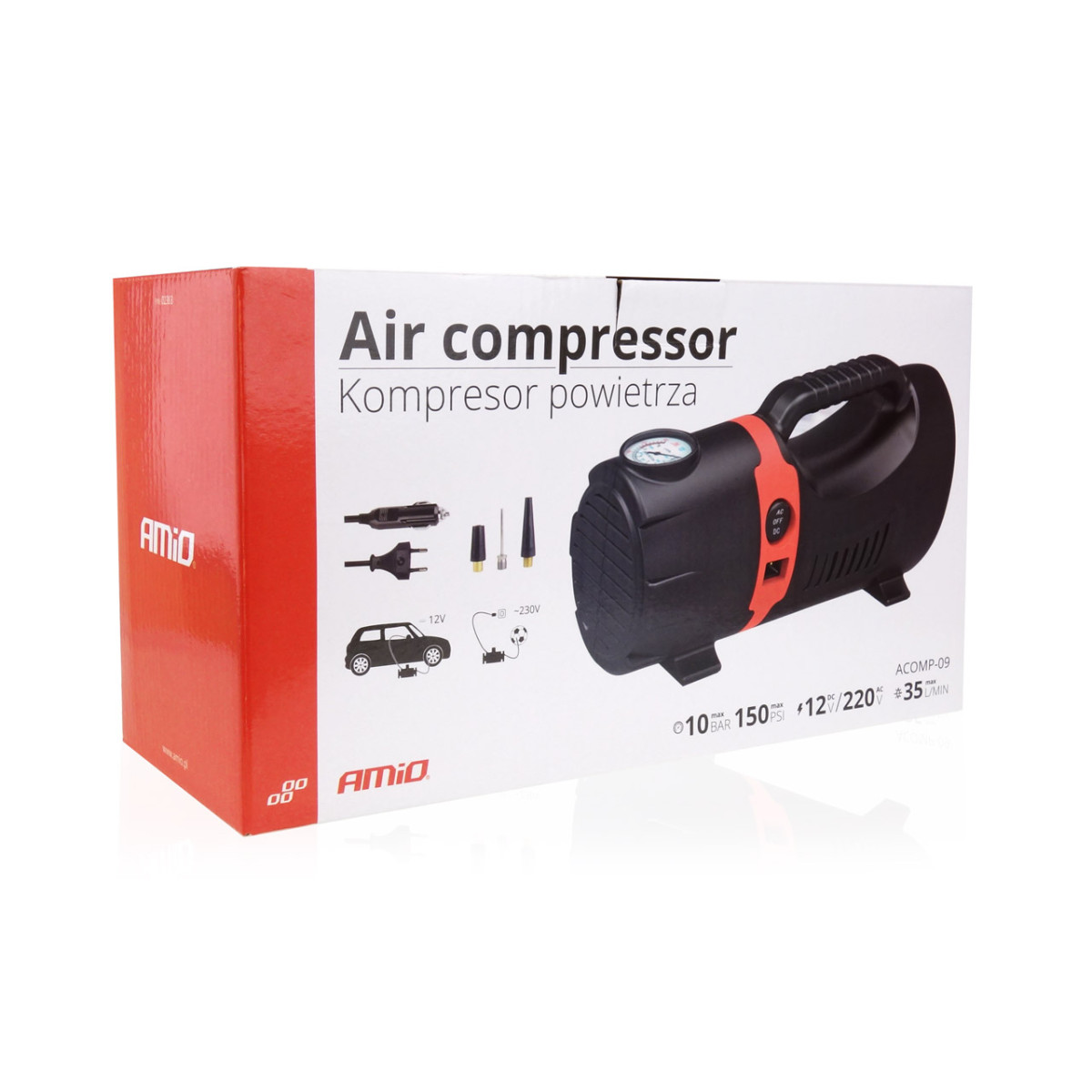 Car air compressor 12V/230V ACOMP-09 AMIO-02383