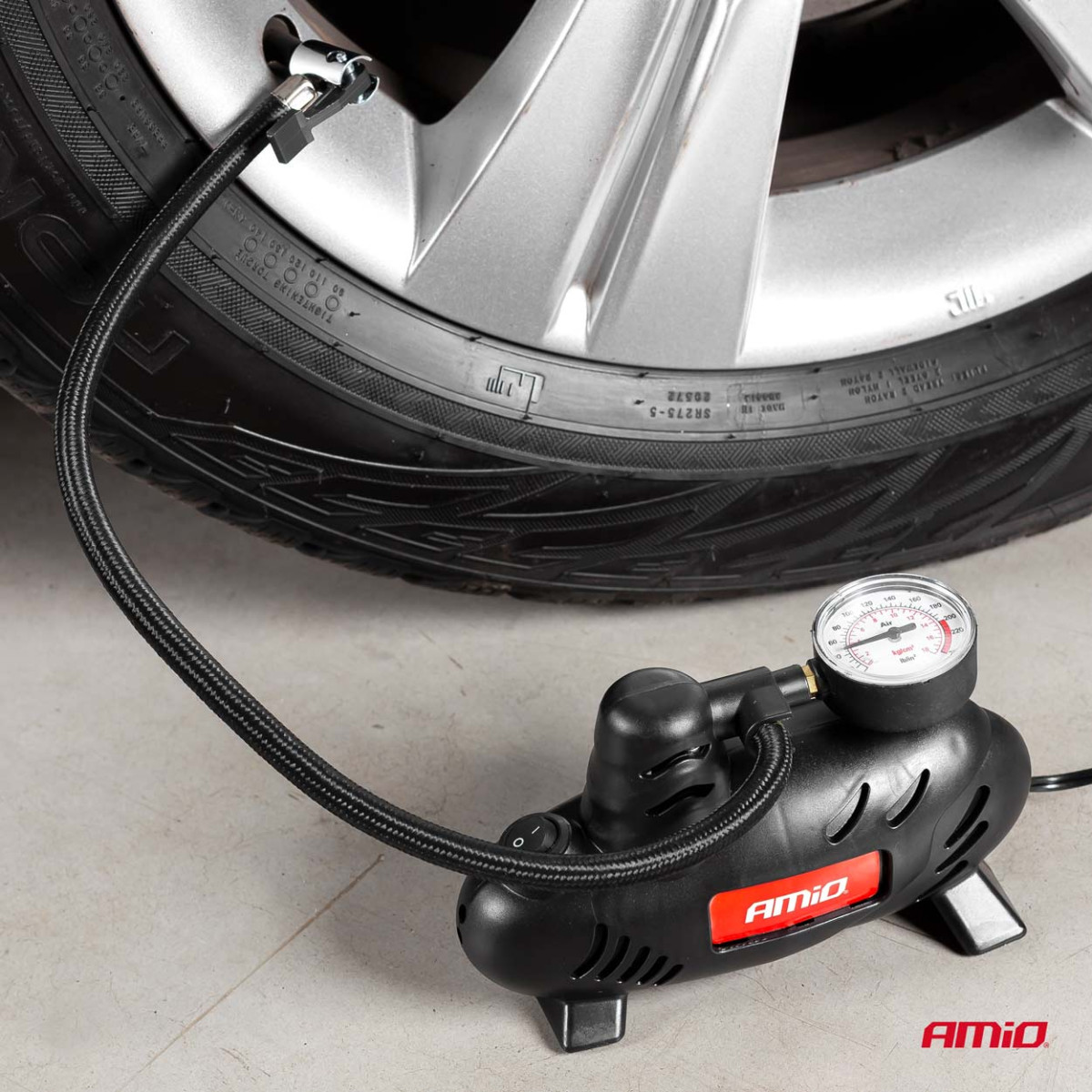 Car air compressor with LED lighting 12V ACOMP-07 AMIO-02181