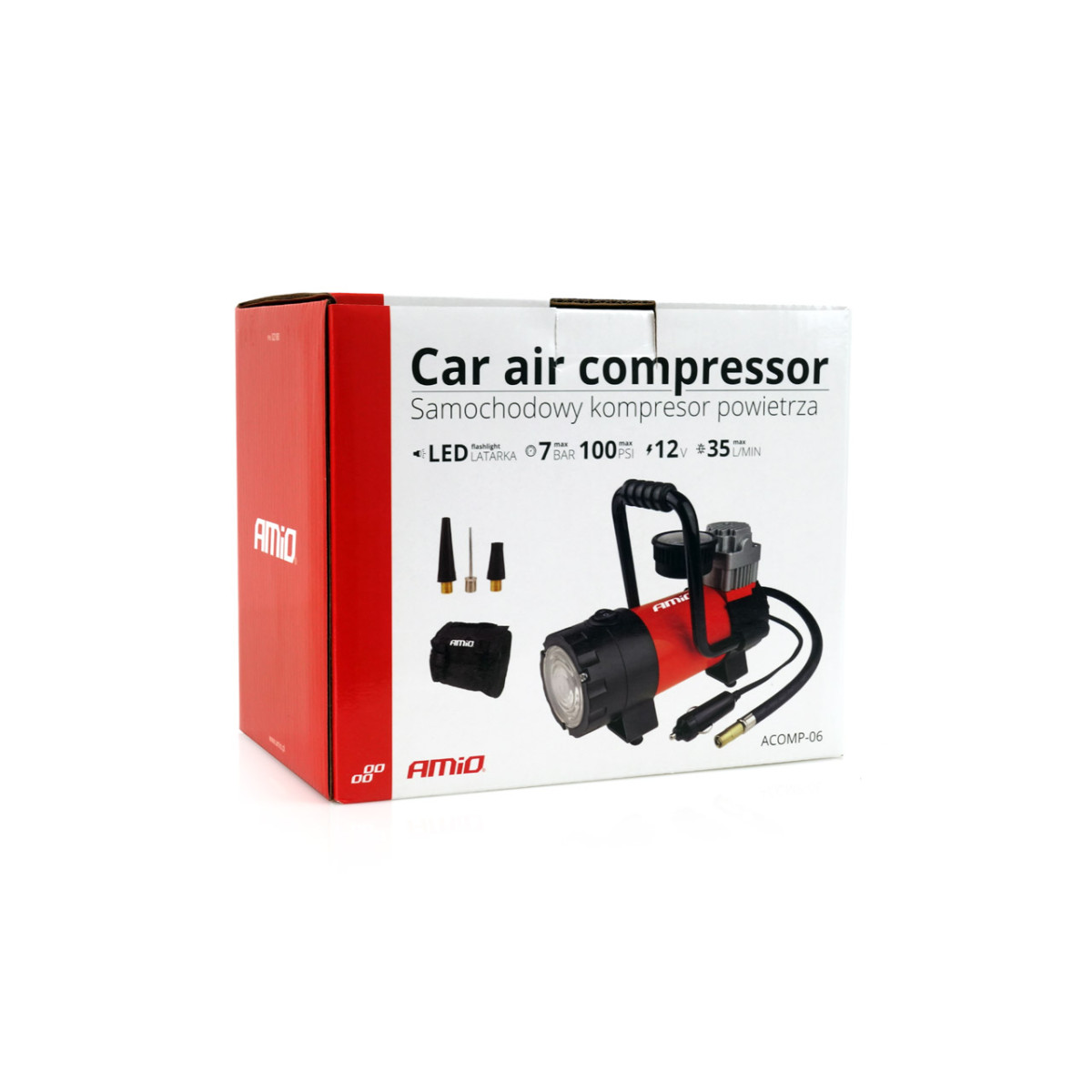 Car air compressor HQ with LED lighting 12V ACOMP-06 AMIO-02180