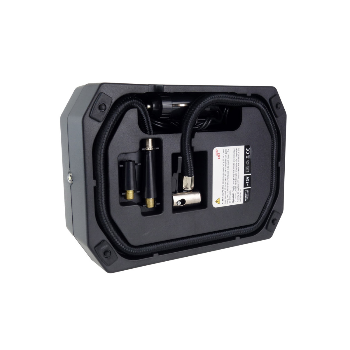 Car compressor 12V with digital pressure gauge and LED, AMIO-02384