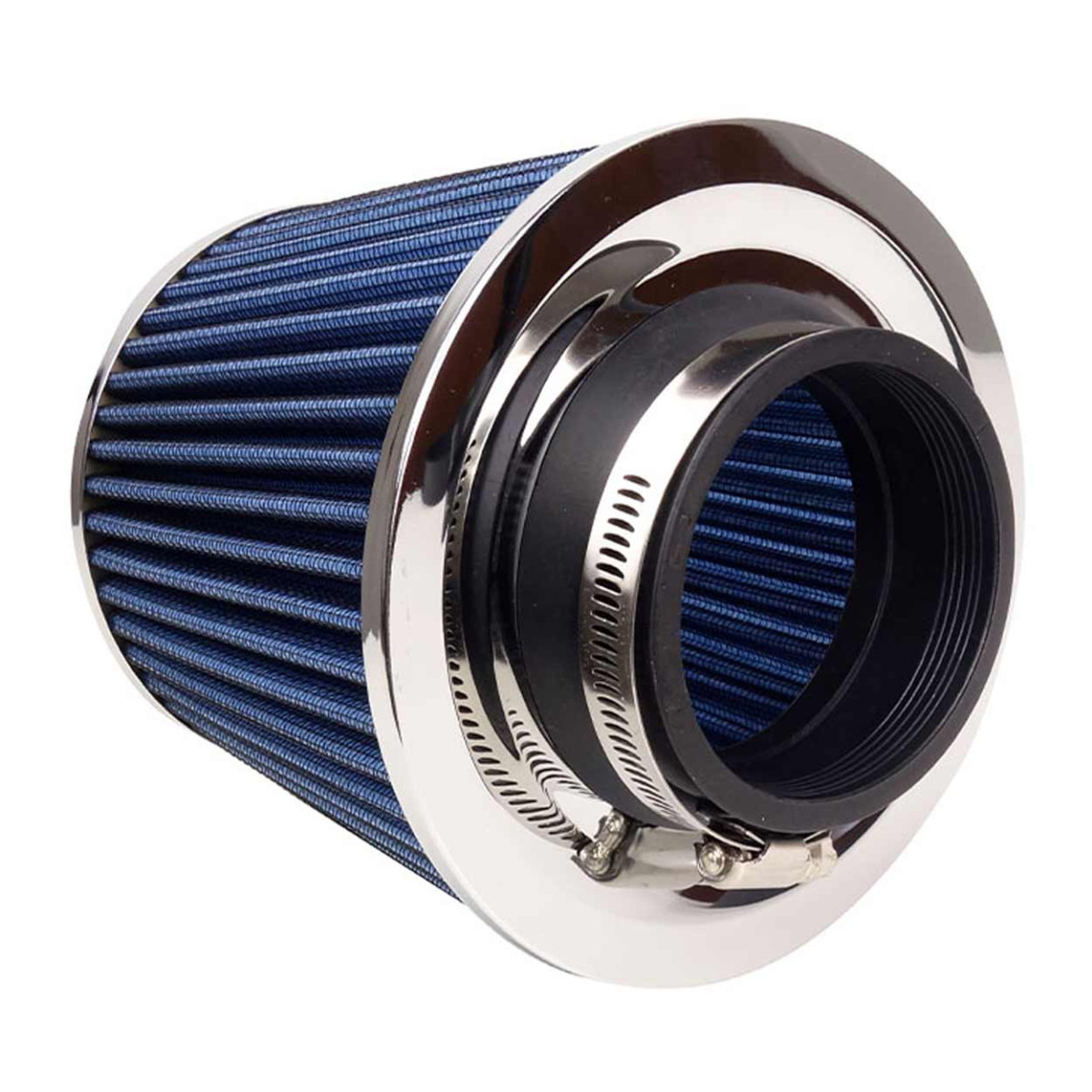 Conical air filter for car, universal, blue, with 3 adapters, AMIO-02458