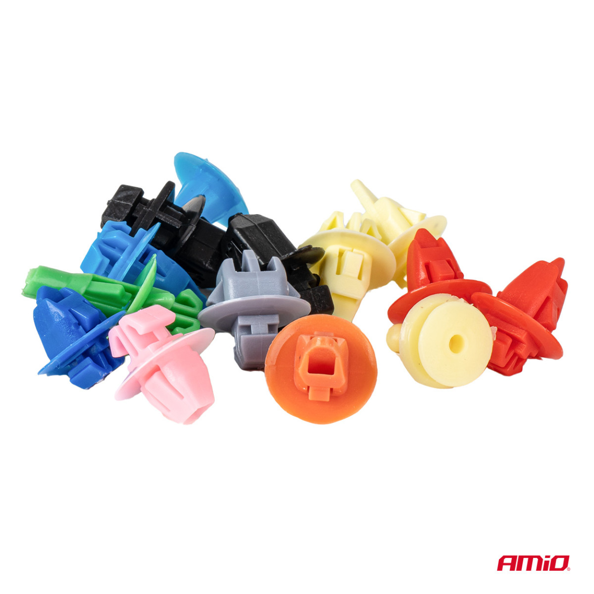 Automotive retaining pins and clips set with extractors, 420+15 pcs. AMIO-04744