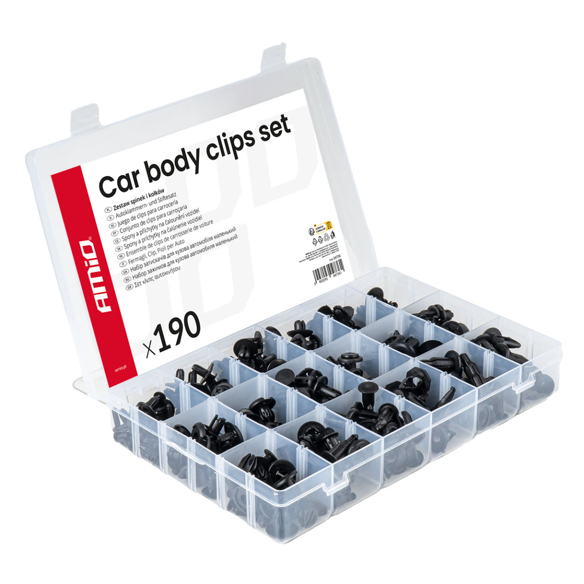 Set of automotive mounting pins and clips, 120 pcs. AMIO-04736