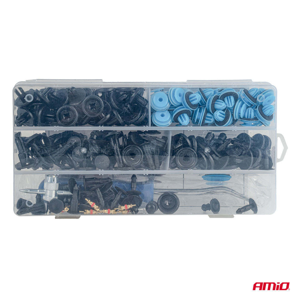 Automotive mounting pins and clips set, 148 pcs. AMIO-04741