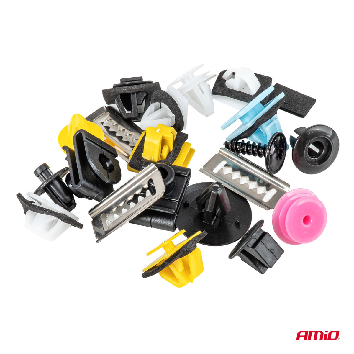 Set of automotive mounting pins and clips, 200 pcs. AMIO-04739