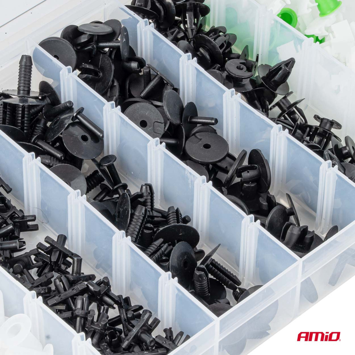 Automotive mounting pins and clips set, 290 pcs. AMIO-04742