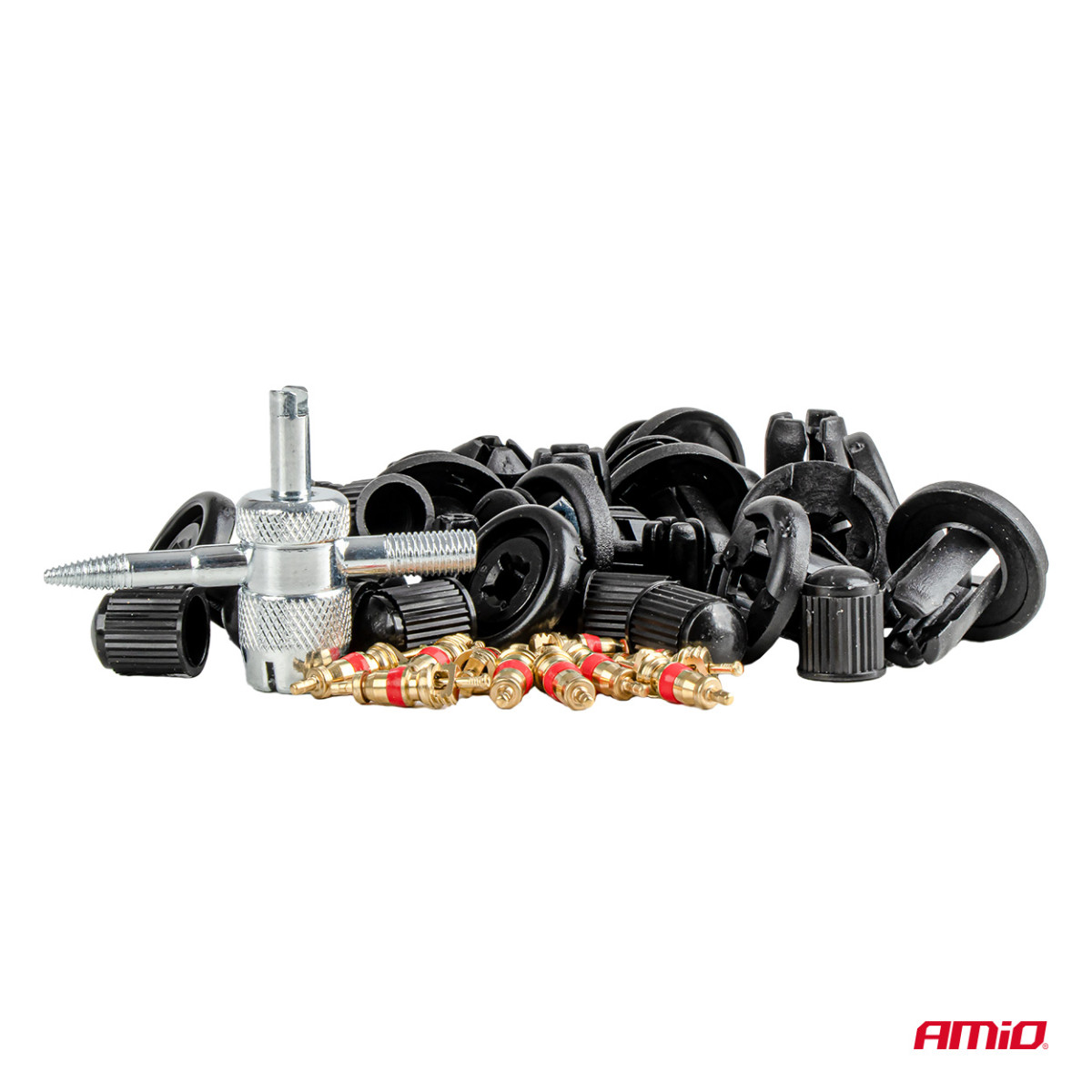 Automotive fixing pins and clips set with tools, 83+18 pcs. AMIO-04740