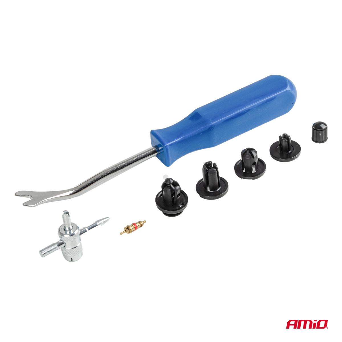 Automotive fixing pins and clips set with tools, 83+18 pcs. AMIO-04740