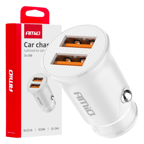 Car charger 2x USB-A 2.1A 12/24V AMiO-03872