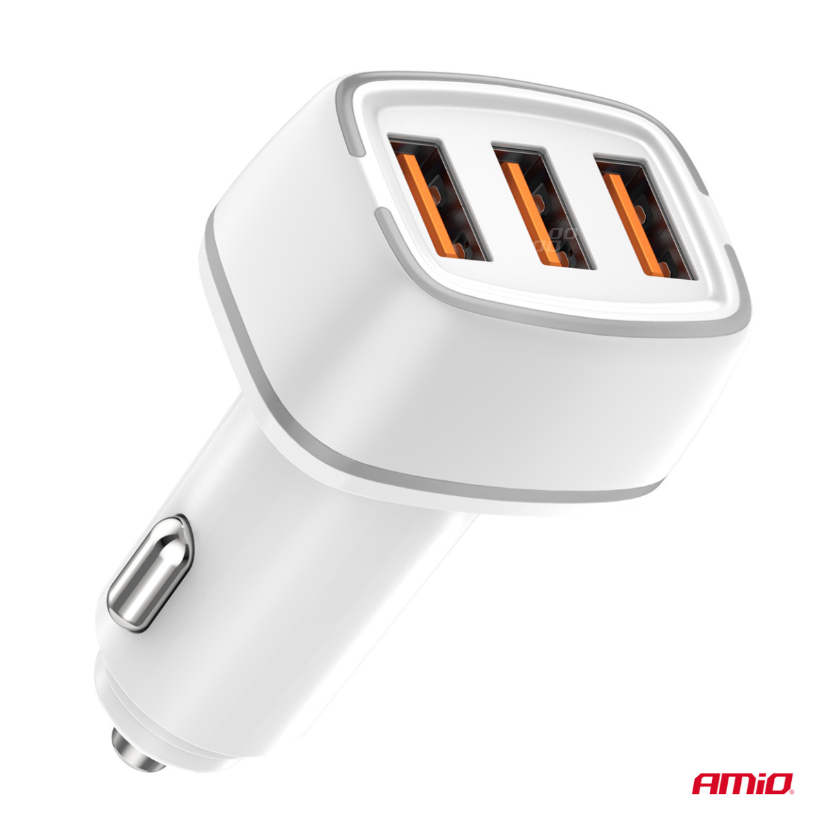 Car charger 2x USB-A + USB-C 32W 12/24V AMiO-03890