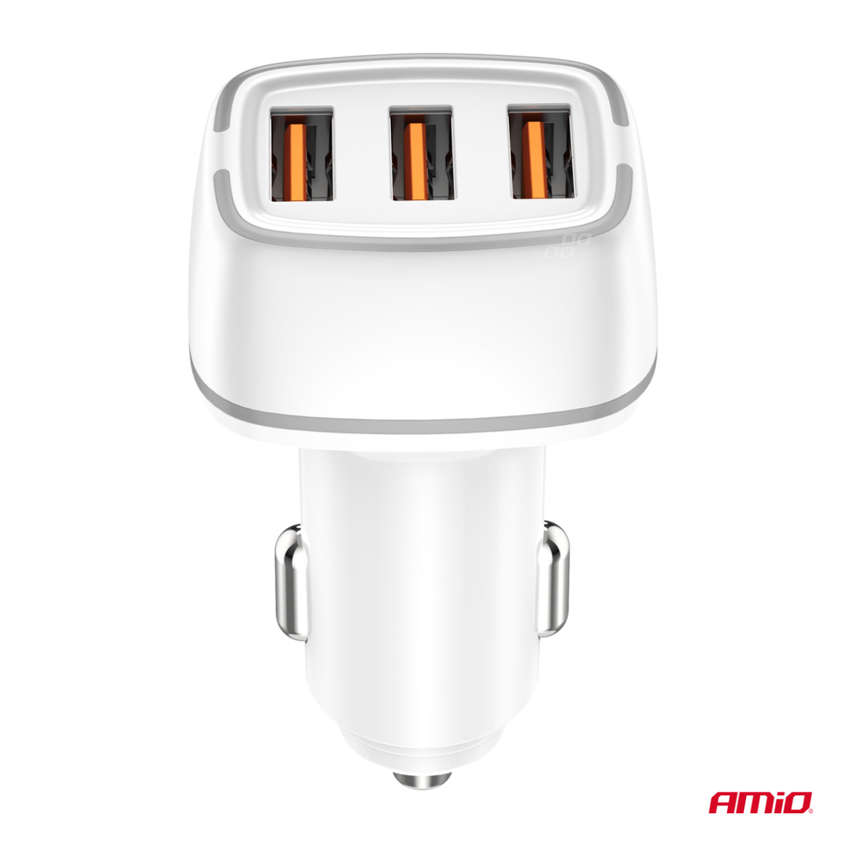 Car charger 2x USB-A + USB-C 32W 12/24V AMiO-03890