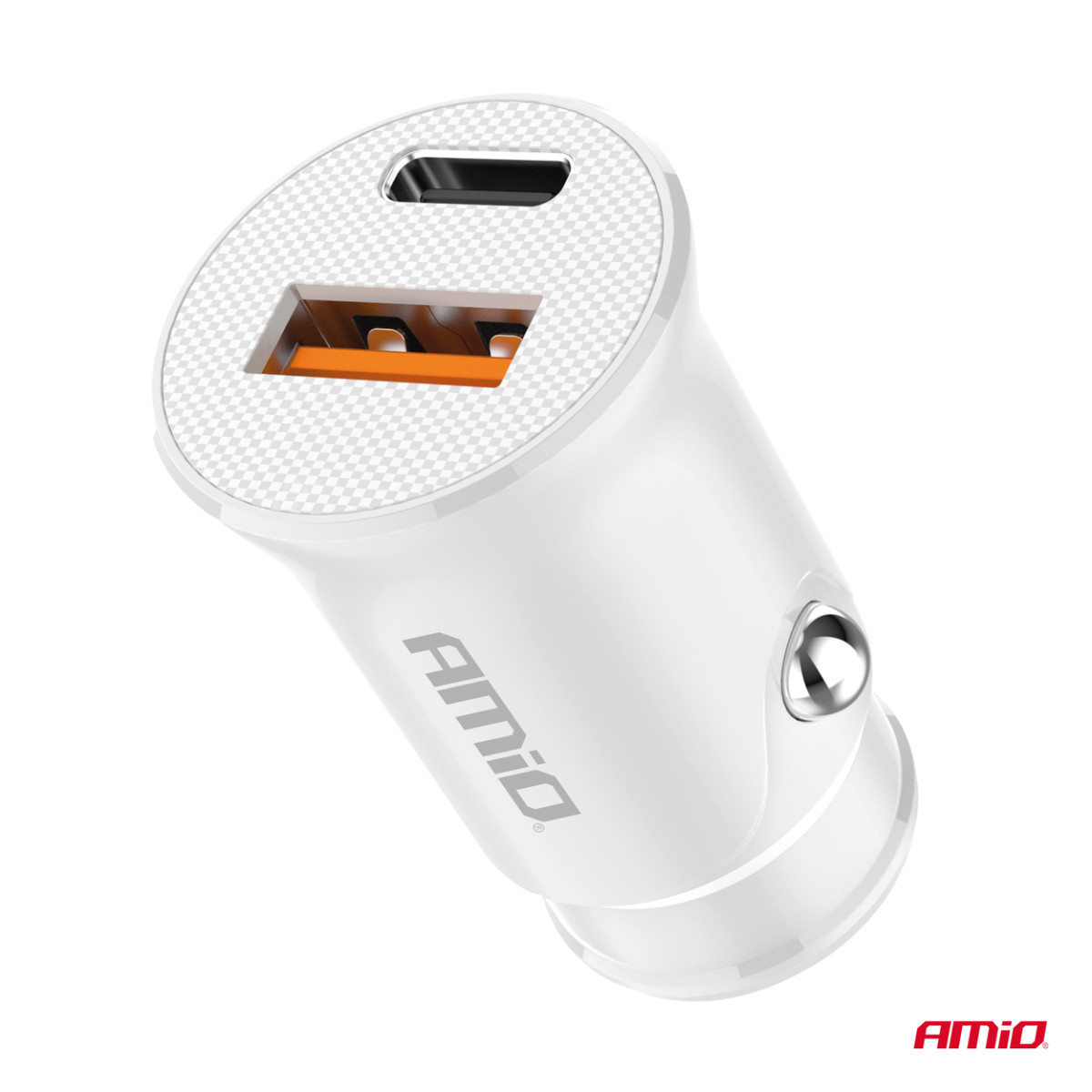 Car charger USB-A + USB-C 20W 12/24V AMiO-03877