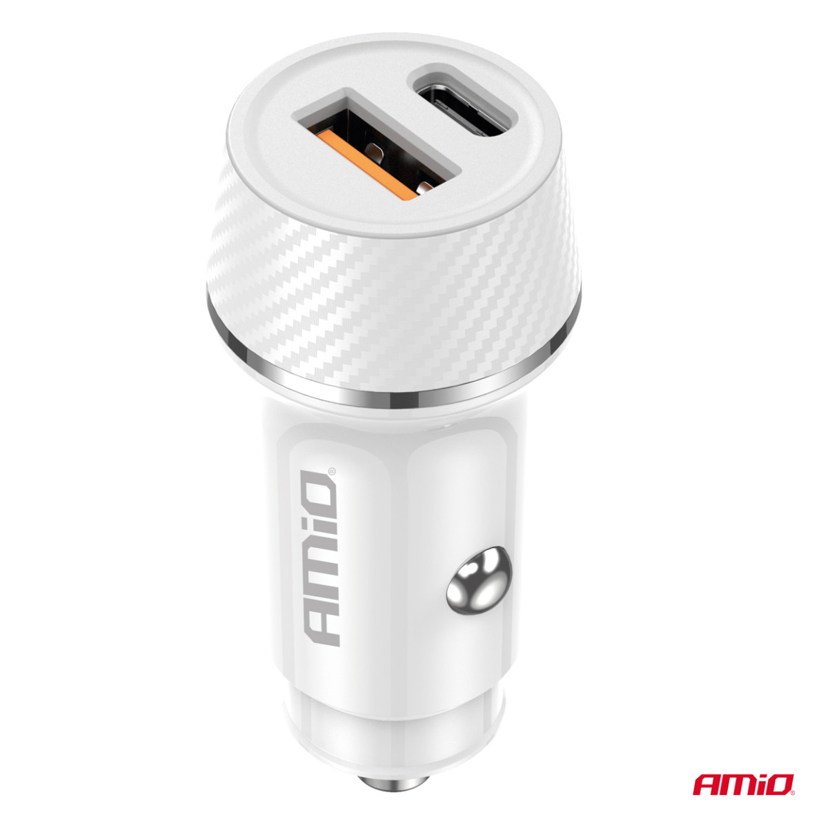 Car charger USB-A + USB-C 20W 12/24V AMiO-03878