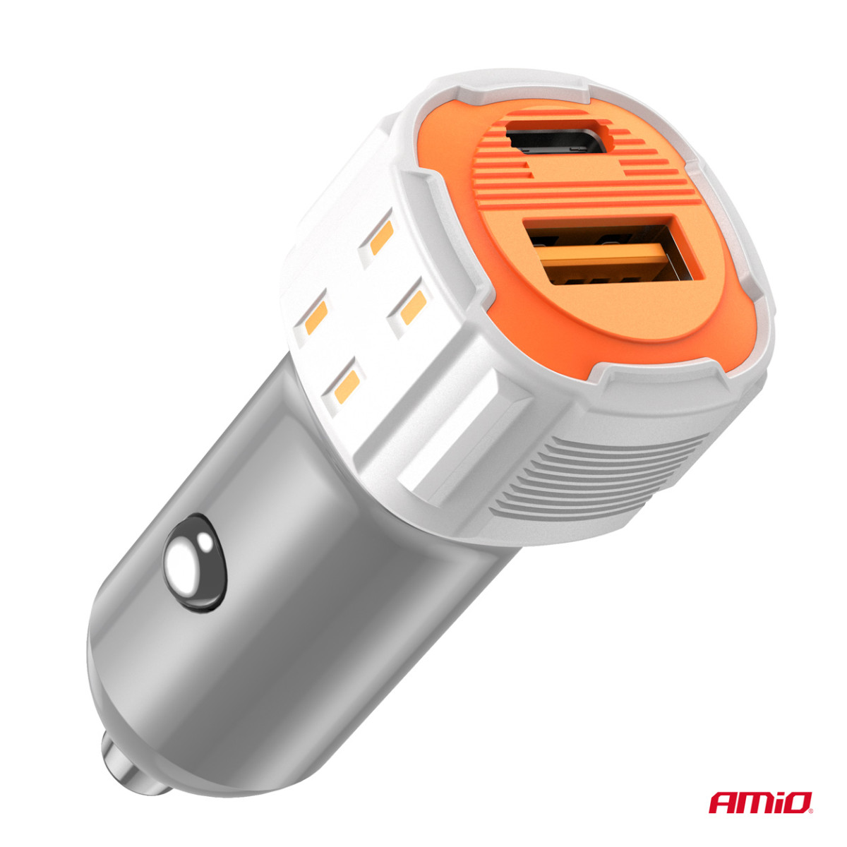 Car charger USB-A + USB-C 20W 12/24V AMiO-03882