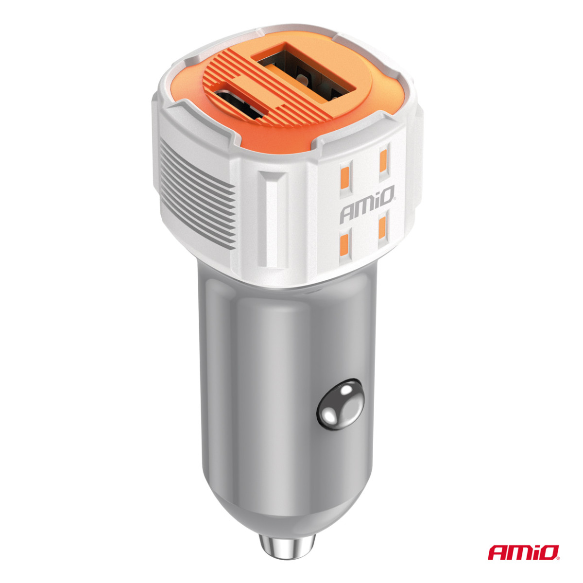 Car charger USB-A + USB-C 38W 12/24V AMiO-03883