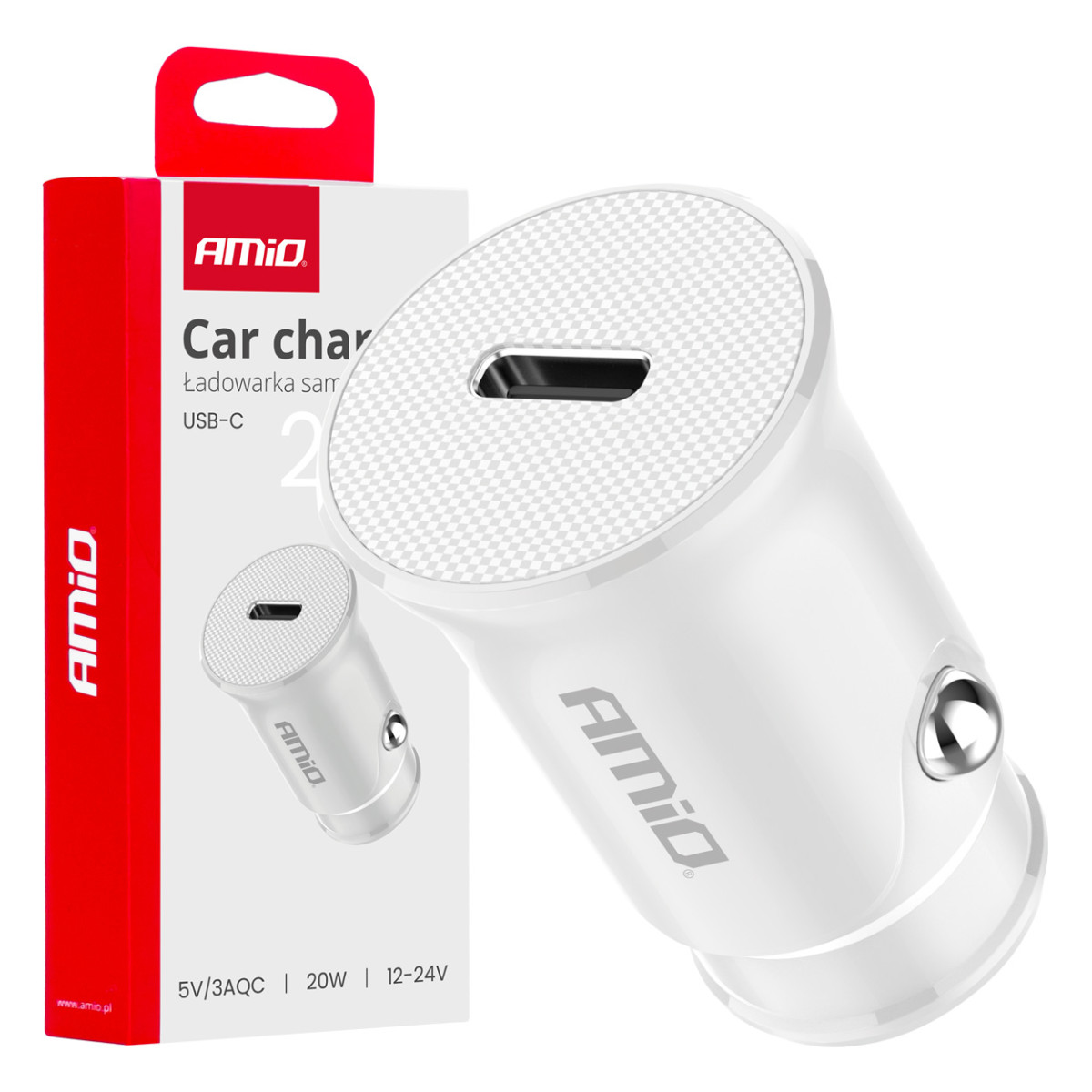 Car charger 20W 12/24V AMiO-03876