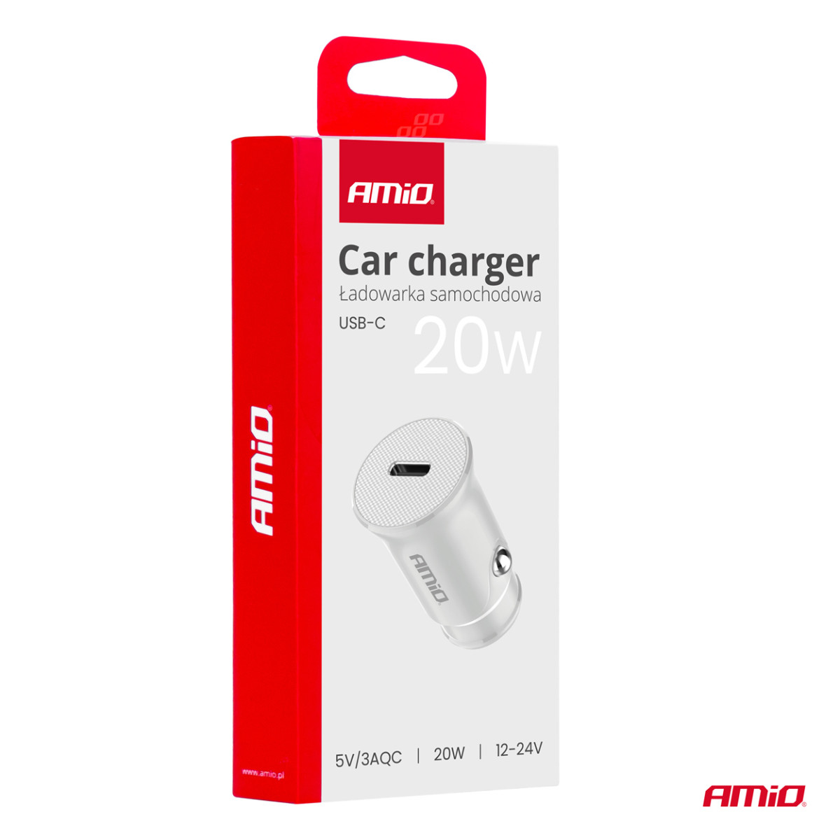 Car charger 20W 12/24V AMiO-03876