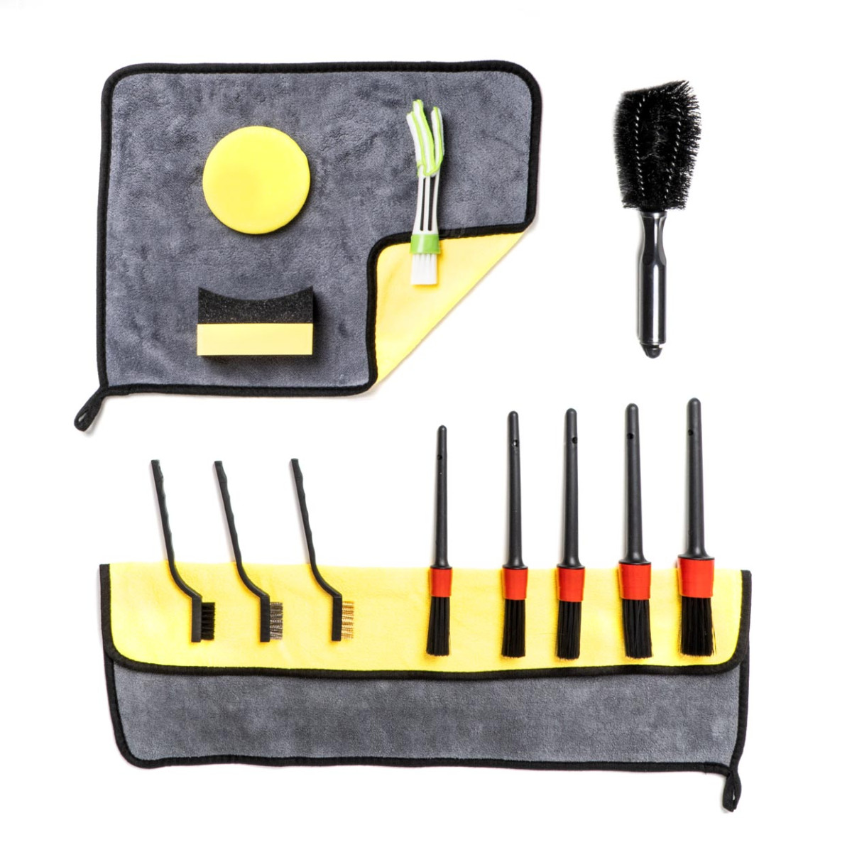 Car detailing kit with ventilation grille cleaner and brushes, 14 pcs.