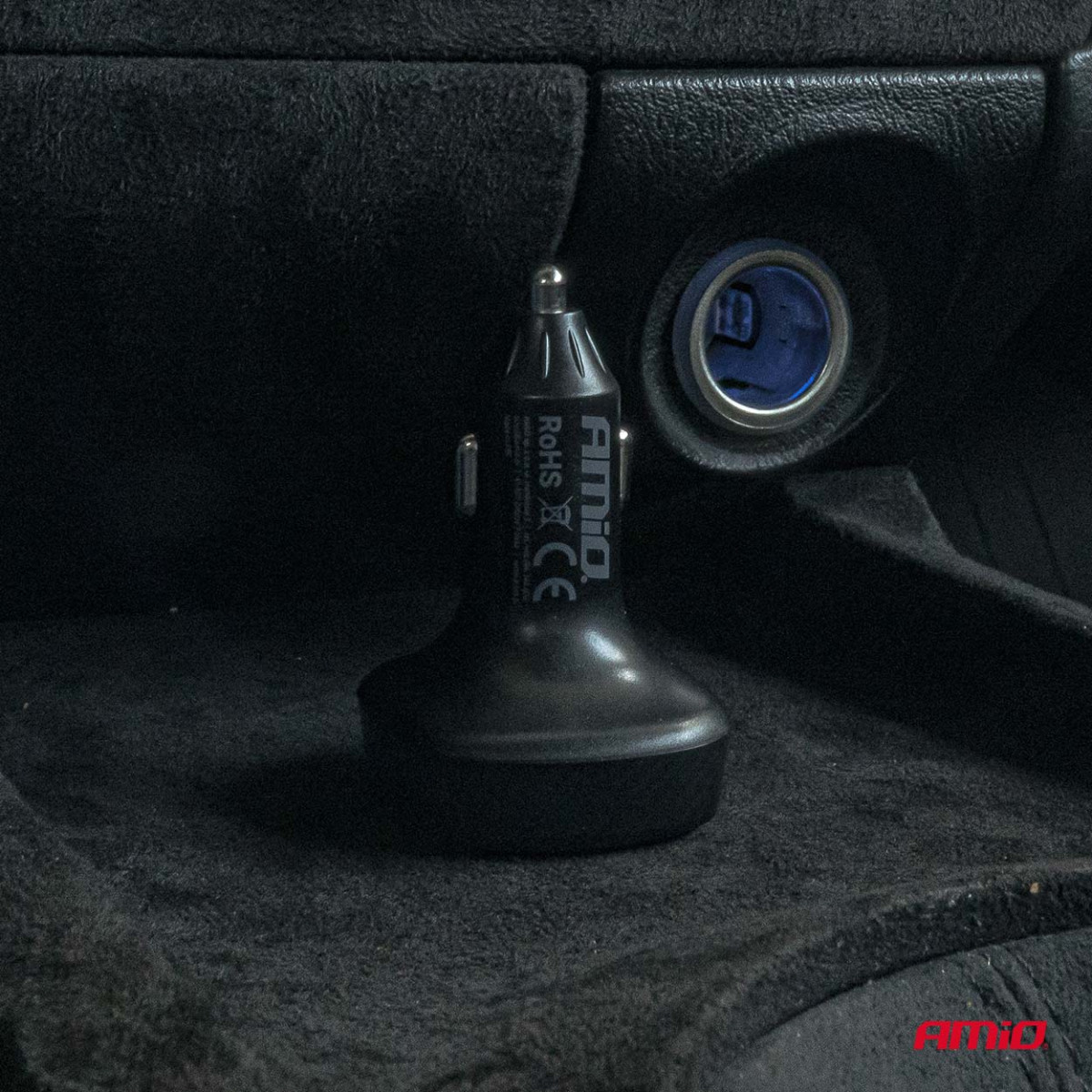 Car FM transmitter, 2×USB-A 12V 24V AMIO-04648
