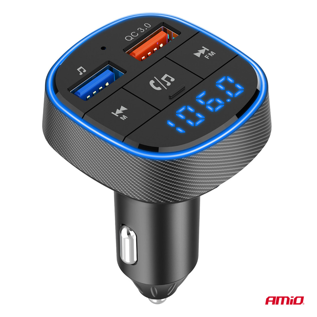 Car FM transmitter, 2×USB-A 12V 24V AMIO-04648