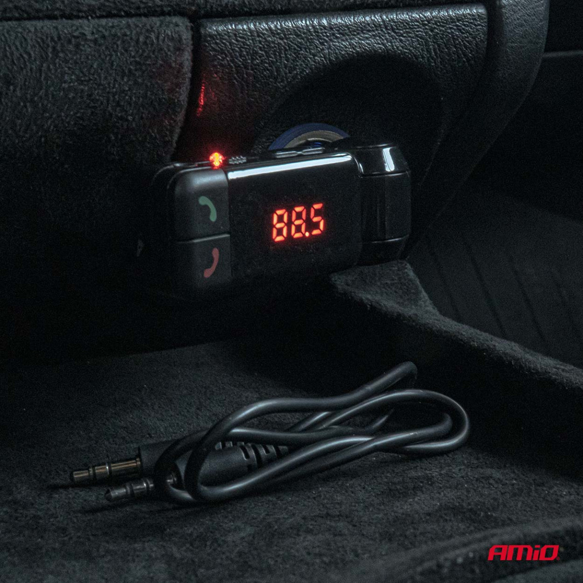 Car FM transmitter, 2×USB-A 12V 24V AMIO-04650