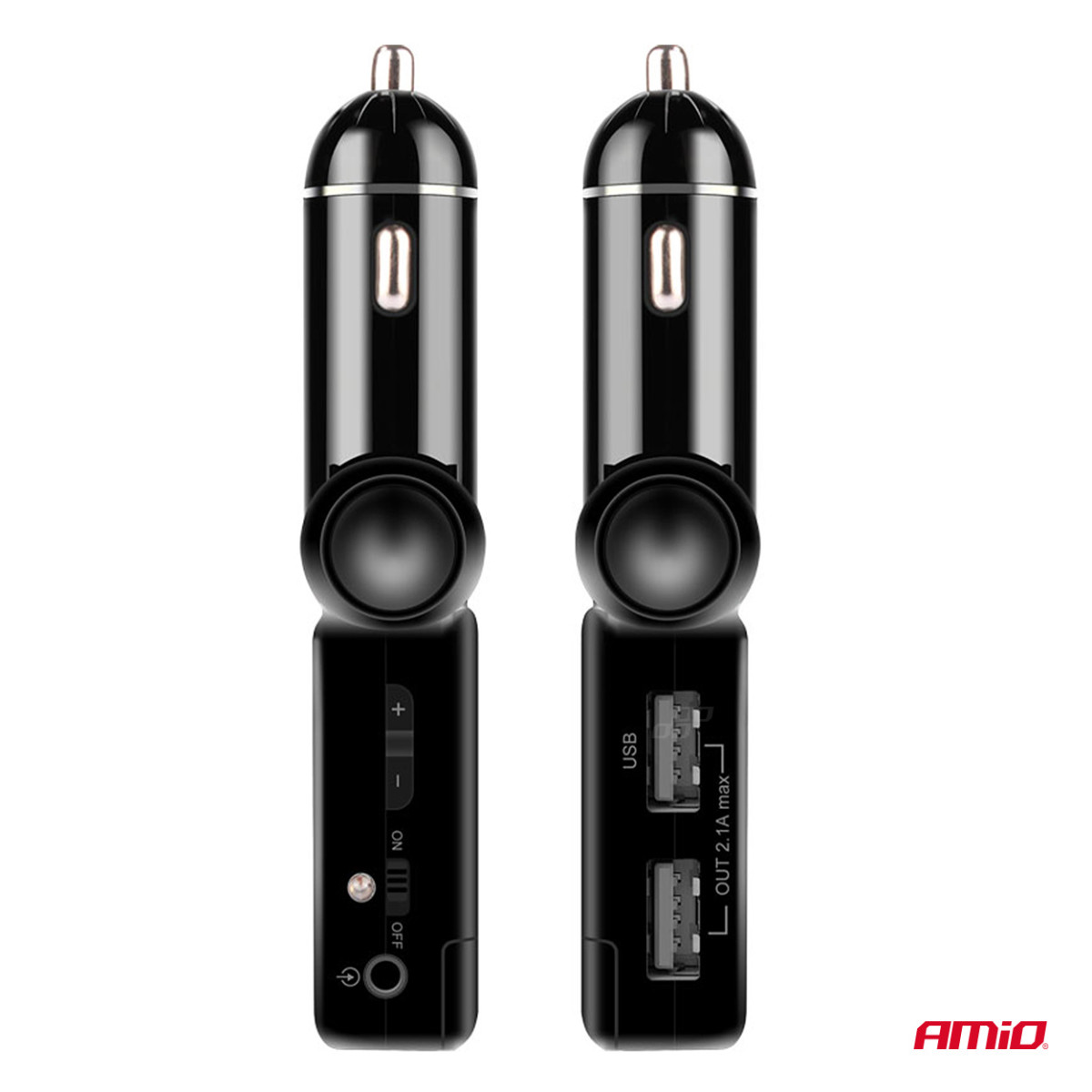 Car FM transmitter, 2×USB-A 12V 24V AMIO-04650