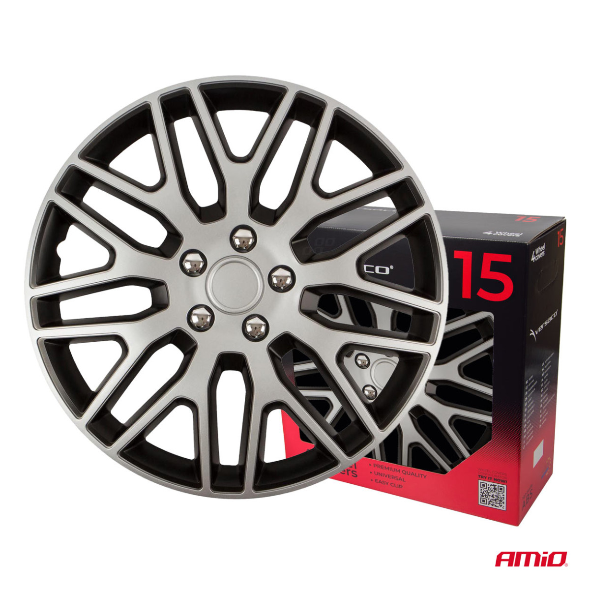 Wheel covers 4 pcs. Dakar, black and silver 15"