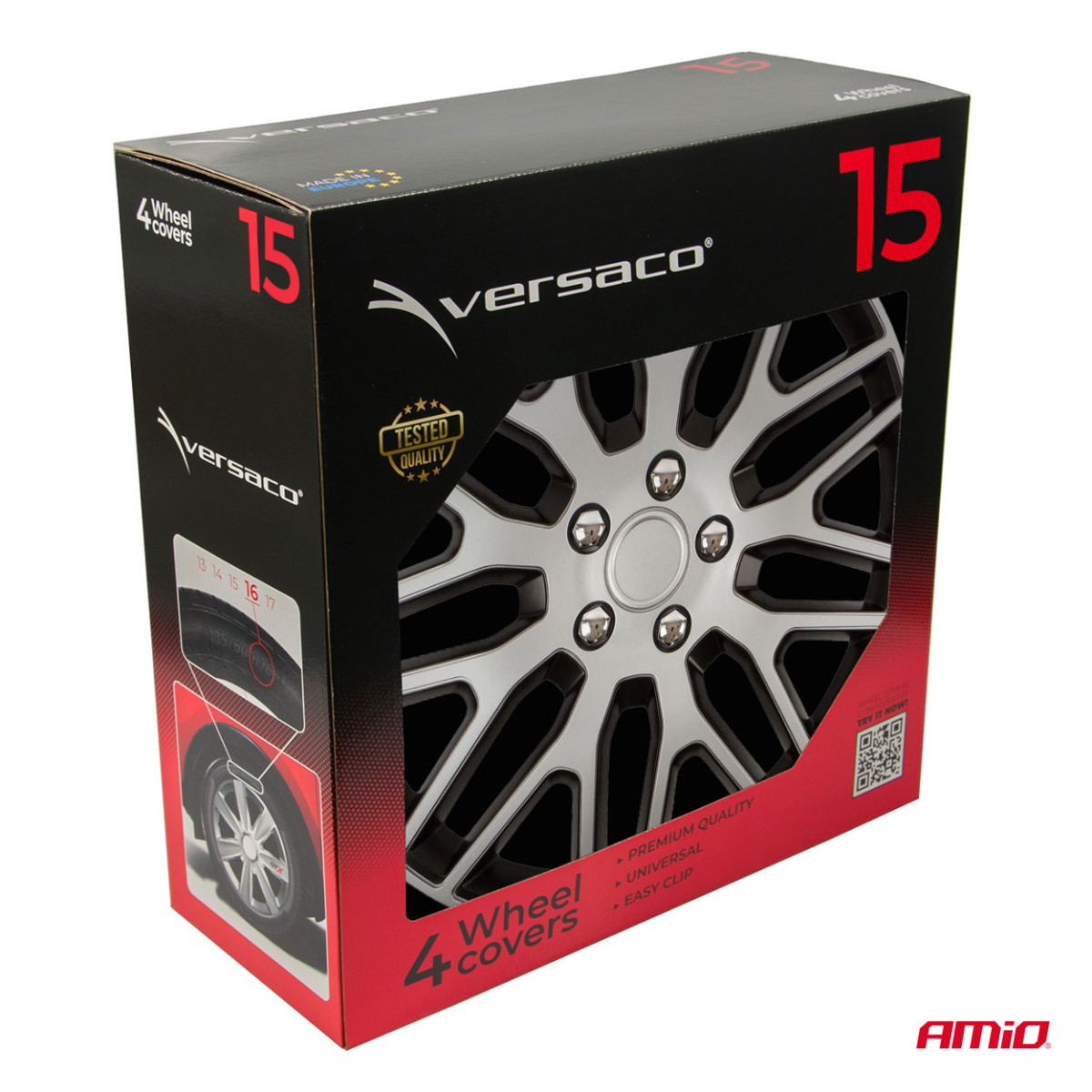 Wheel covers 4 pcs. Dakar, black and silver 15"