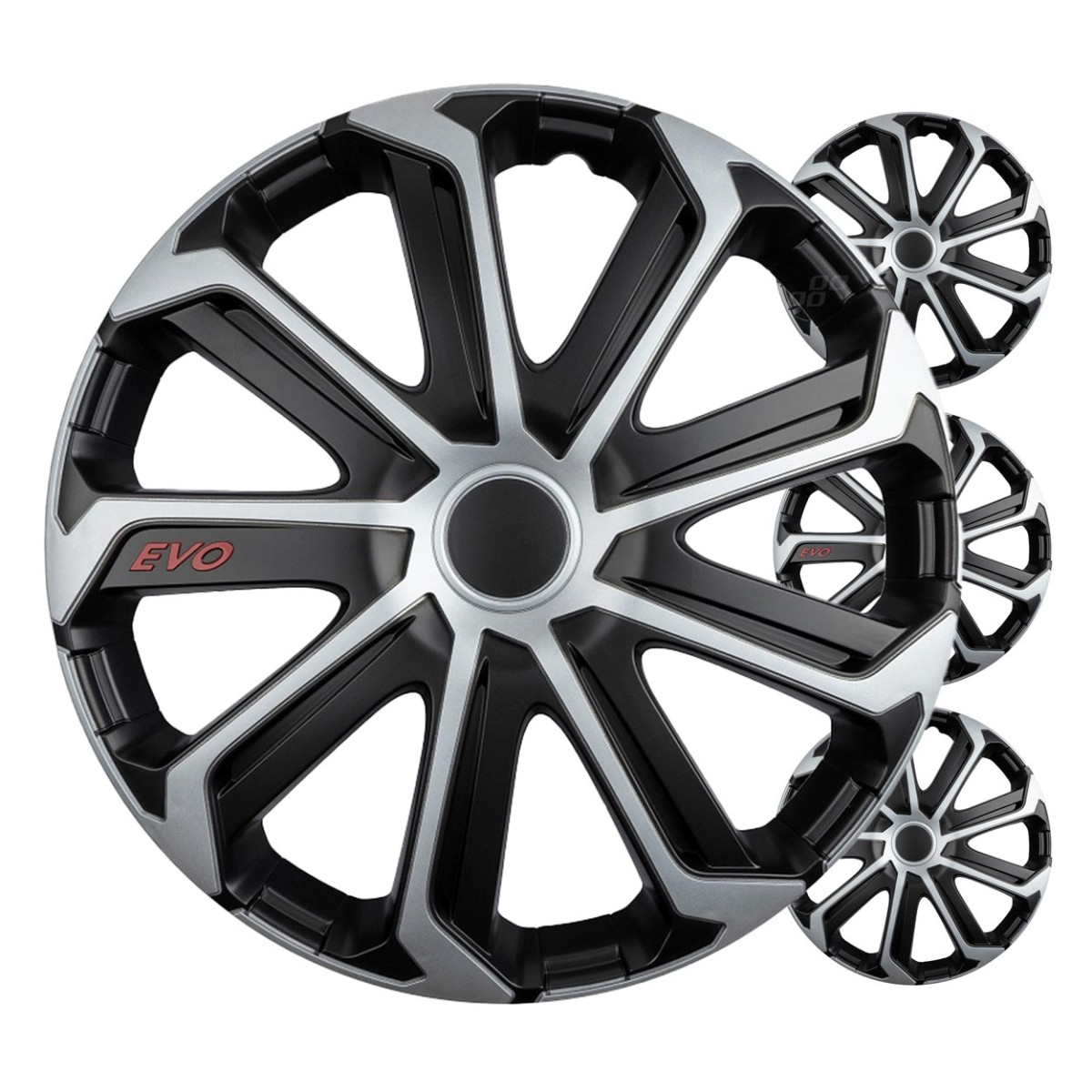 Wheel covers 4 pcs. EVO, black & silver 14"
