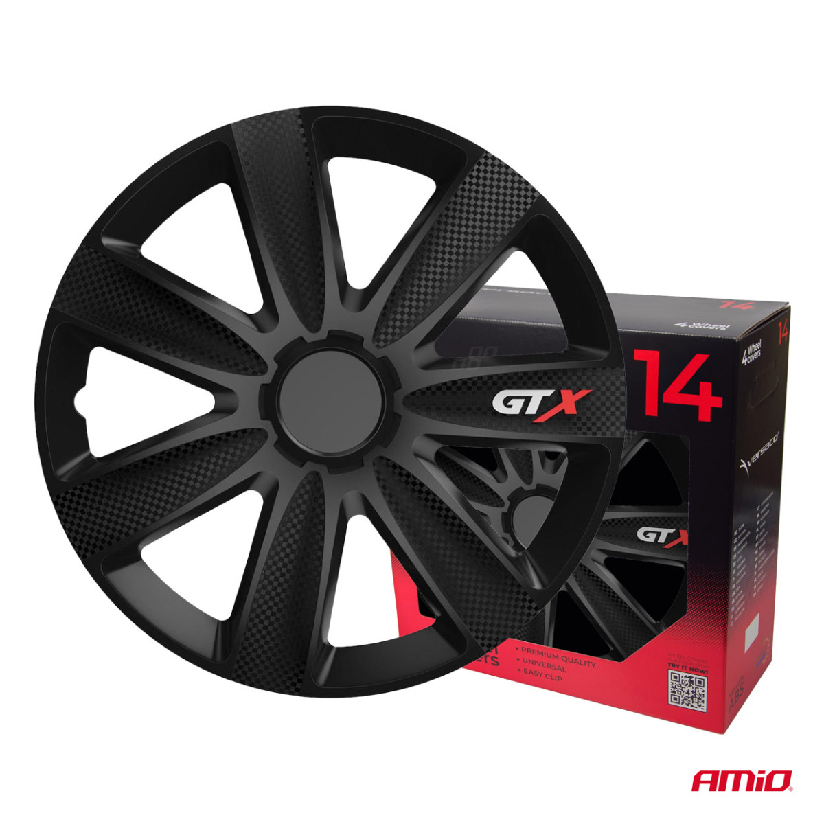 Wheel covers 4 pcs. GTX, Carbon black 14"