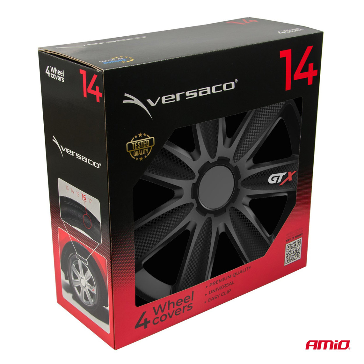 Wheel covers 4 pcs. GTX, Carbon black 14"