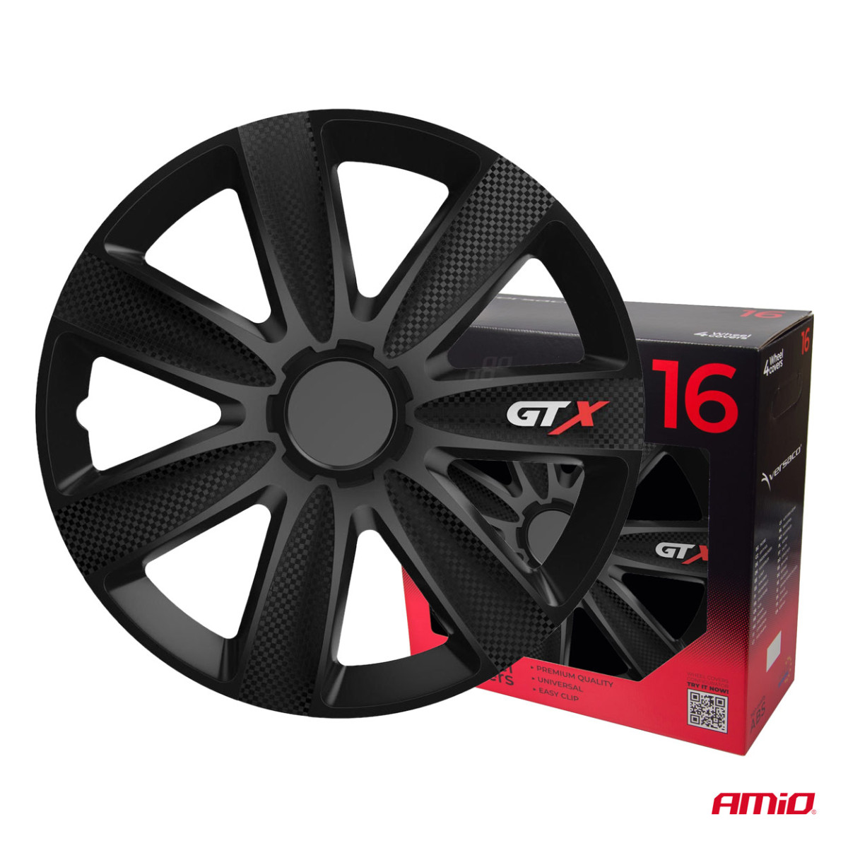 Wheel covers 4 pcs. GTX, Carbon black 16"