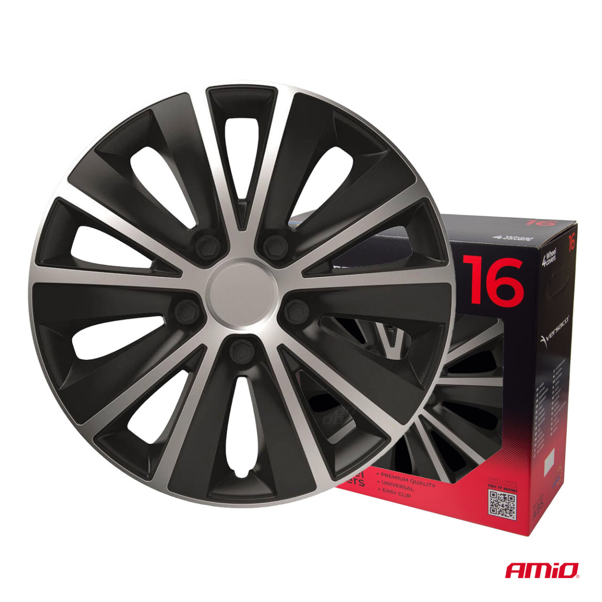 Wheel covers 4 pcs. Rapide, black and silver 16"