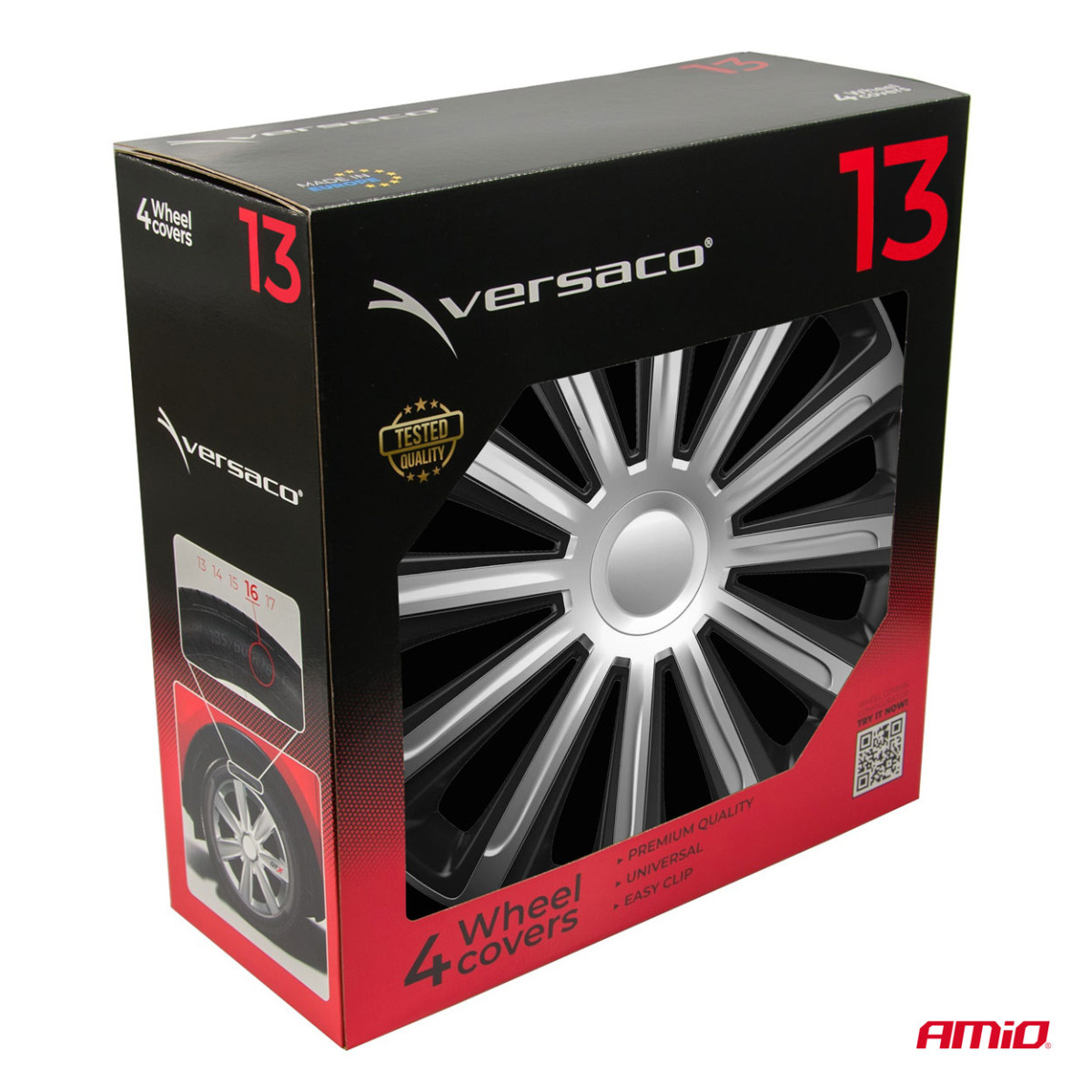 Wheel covers 4 pcs. Trend, black and silver 13"