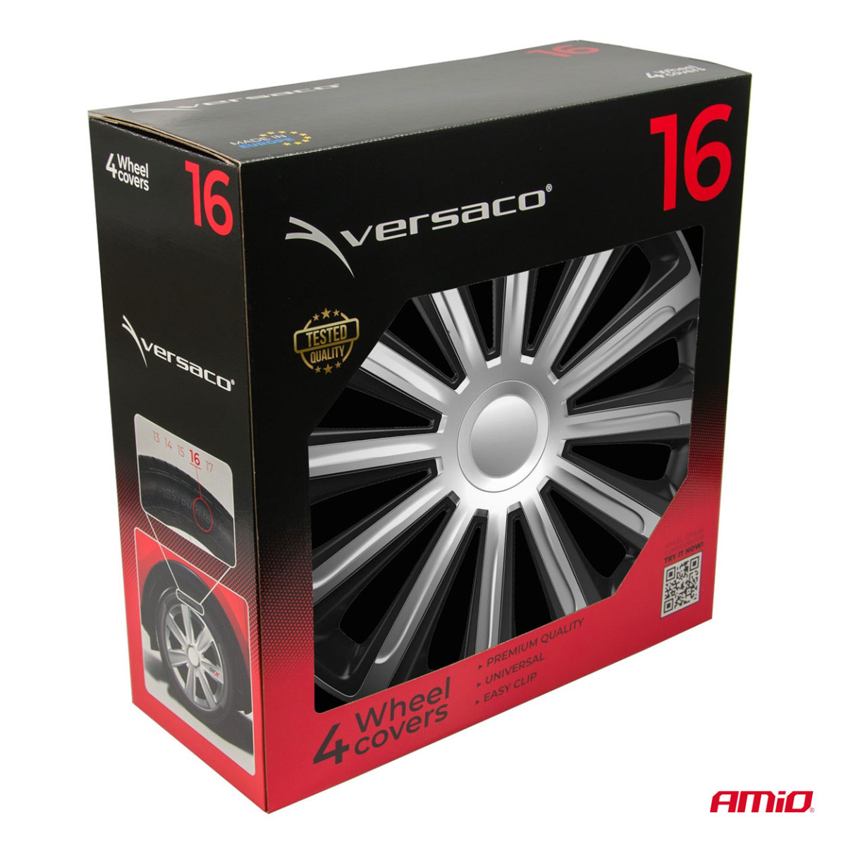 Wheel covers 4 pcs. Trend, black and silver 16"