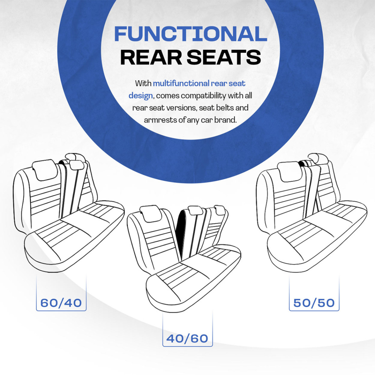 Car seat covers set OTOM, GTI - black / blue