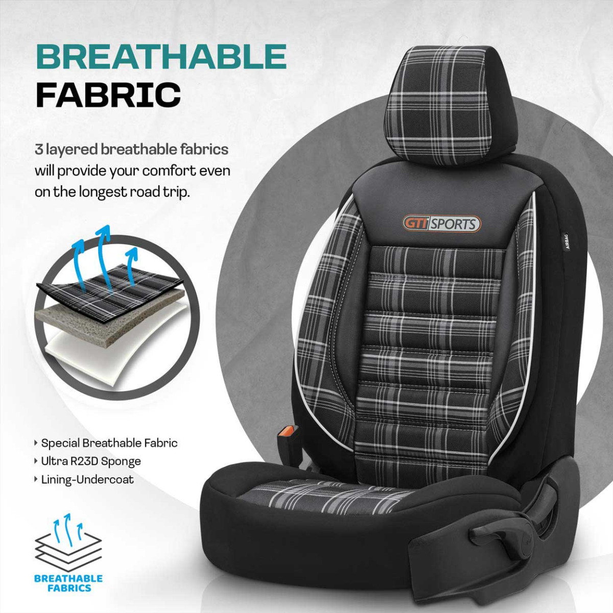 Universal seat covers OTOM, GTI SPORT - black / gray