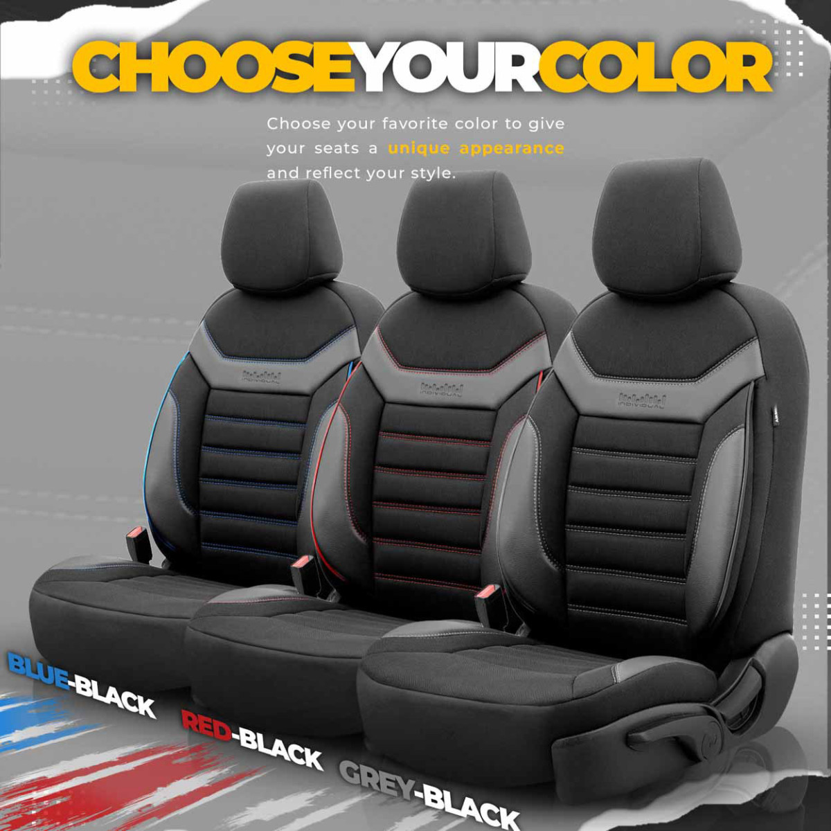 Universal seat covers OTOM, INDIVIDUAL - black / blue