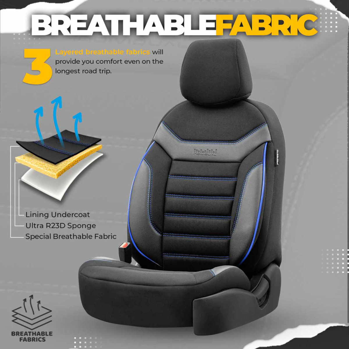 Universal seat covers OTOM, INDIVIDUAL - black / blue