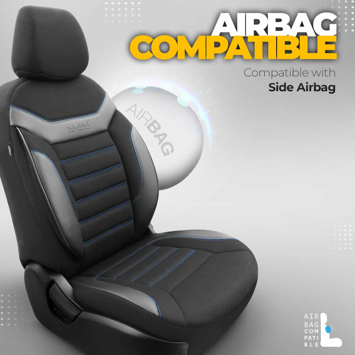 Universal seat covers OTOM, INDIVIDUAL - black / blue