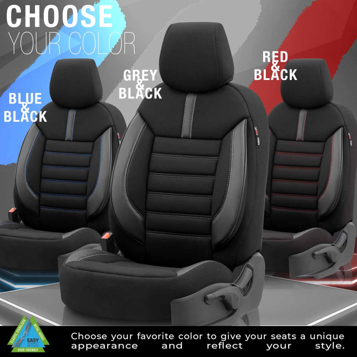 Universal seat covers OTOM, LIMITED - black / gray