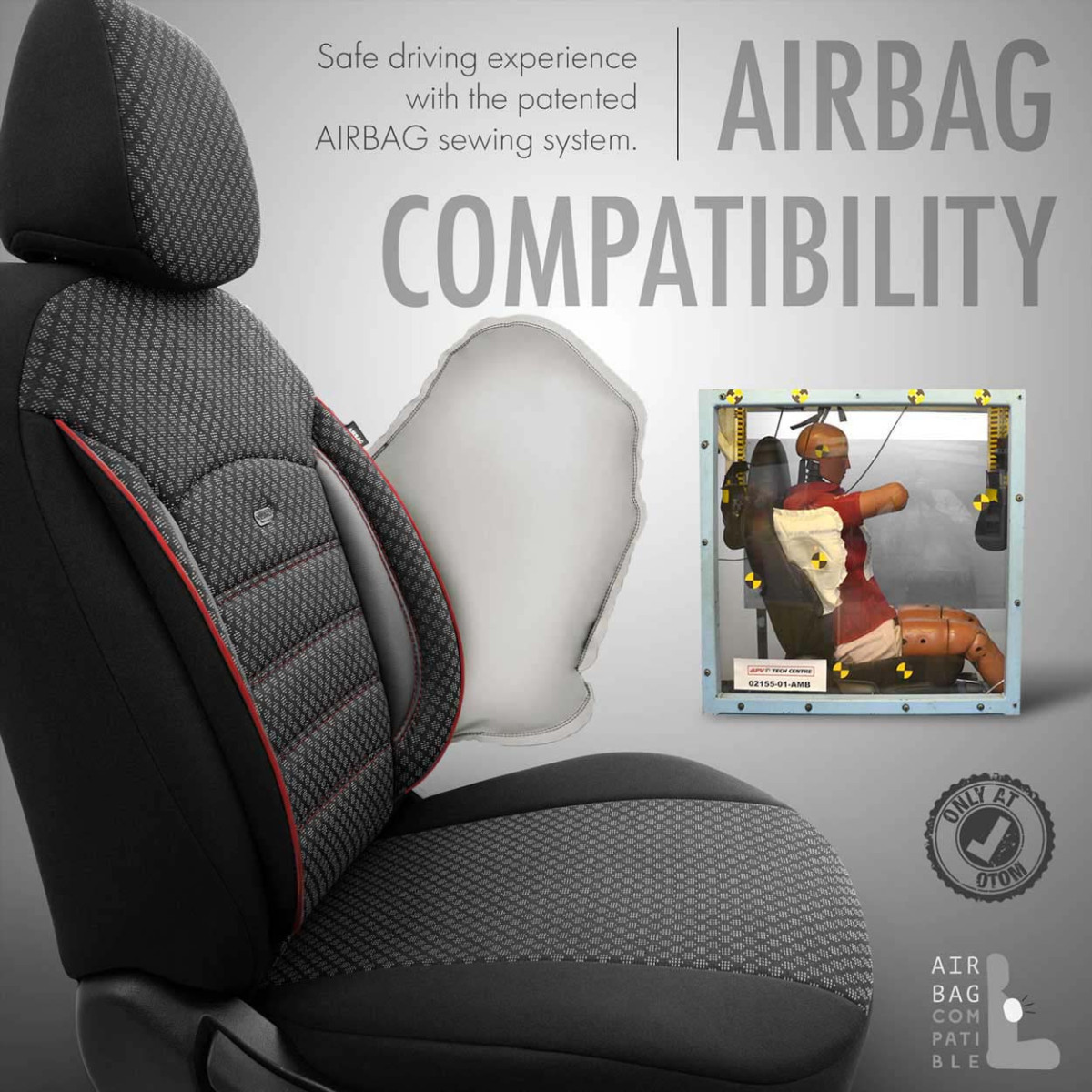 Universal seat covers OTOM, SPORT PLUS - gray, red