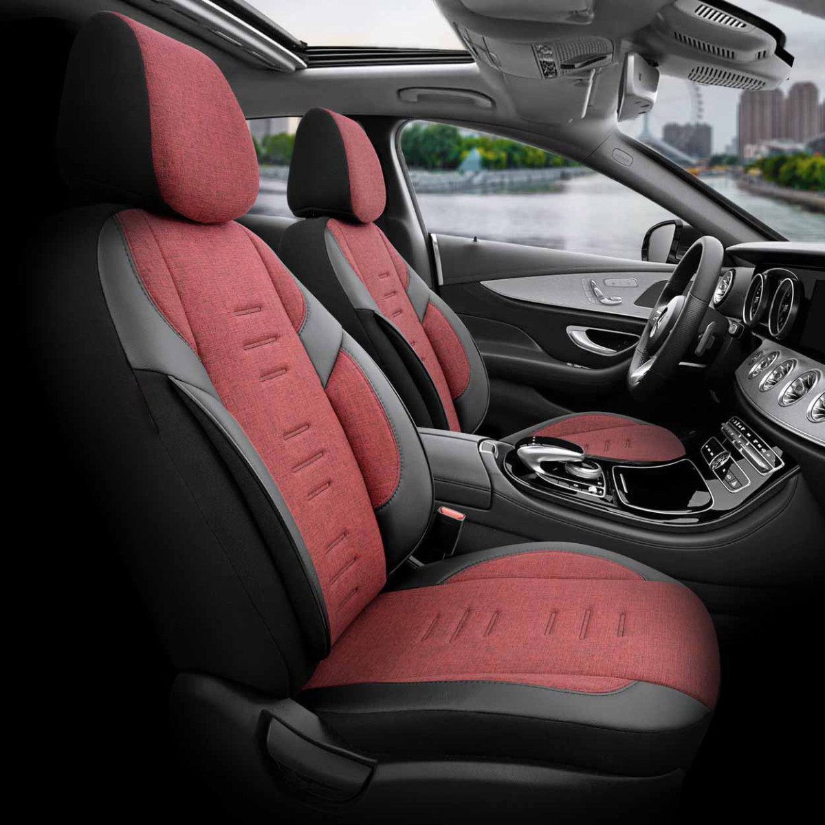 Universal seat covers OTOM, THRONE - red