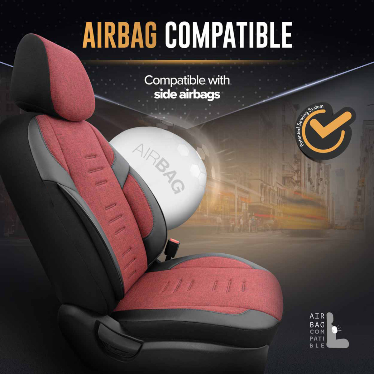 Universal seat covers OTOM, THRONE - red