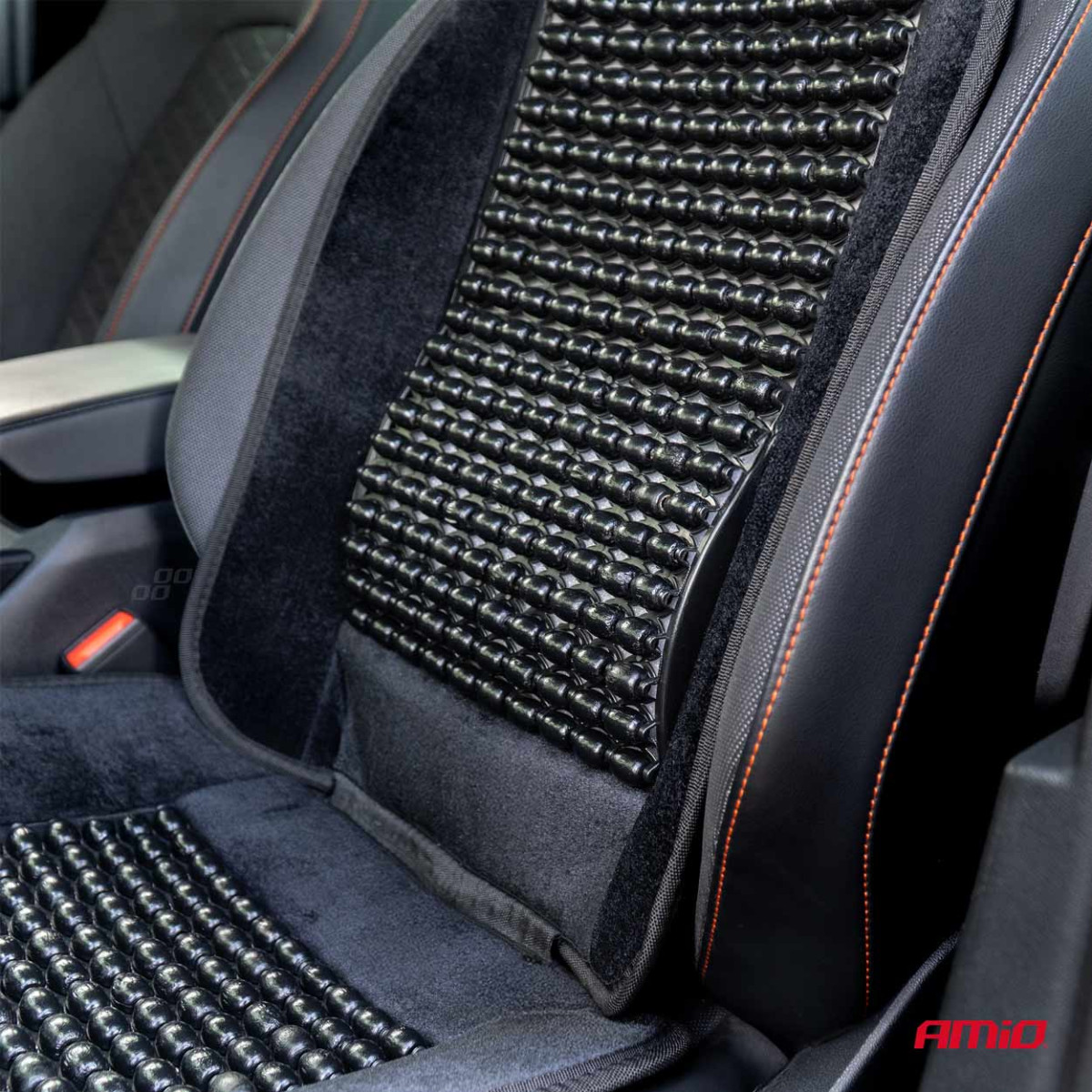 Beaded car seat mat CSM-16, 45x120 cm - black